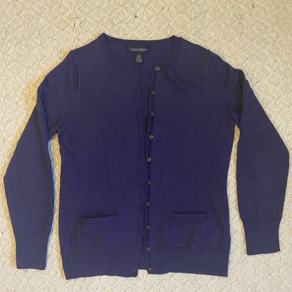 Banana Republic purple Merino Wool cardigan
